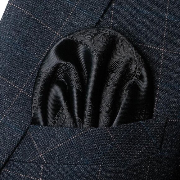 Men's Floral Necktie and Pocket Square Tie Clip Sets for Men Black - Picture 2 of 5